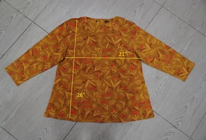 Gudrun Sjoden sz L blouse stretch cotton top v-neck floral Jersey  A-LINE yellow - Picture 1 of 3