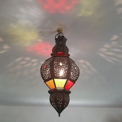 Lustre Marocain fer forgé lampe lanterne lu6 plafonnier applique luminaire 65 cm - Photo 1/4
