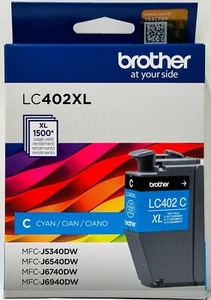 Nueva caja de cartuchos de tinta cian Brother LC402XL genuina MFC-J5340DW - Imagen 1 de 1