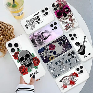 Customized Name Phone Case For iPhone 16 14 13 12 Pro Max 16e Skull Design Cover - Picture 1 of 105