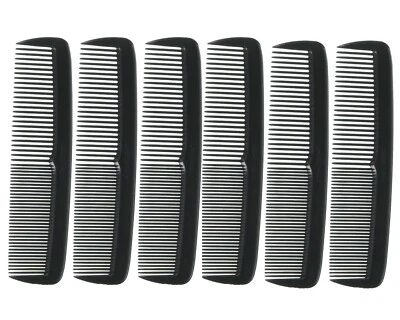 6 Pcs Black 5" Hair Comb Pocket Size Flexible Plastic 5 inch Comb - Image 1 of 2
