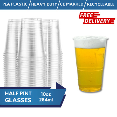 Disposable Half Pint Glasses, Clear Plastic Pint Cup, Party Cups CE Marked 10oz • 48.19€