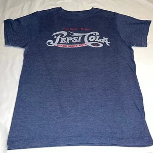 Camisa Pepsi Cola para Hombre Azul Mediano Blanco Inteligente Retro Camisa Clásica Obtén Ocupado Bebida - Imagen 1 de 7
