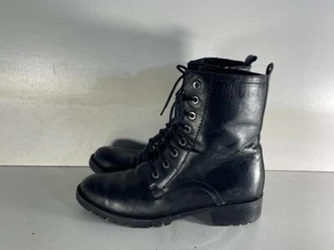 Dune London Women's Shoes Size 6/39 Black Faux Leather Lace & Zip Up Boots -B45 - Picture 1 of 7