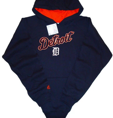 Detroit Tigers Majestic MLB Double Play Classic Pullover Navy Hoodie Youth Sizes Cover