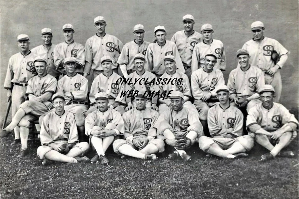 CHICAGO BLACK SOX 1919 EQUIPO DE BÉISBOL FOTO 8X12 SIN ZAPATOS JOE JACKSON MLB escándalo Foto 1 de 1