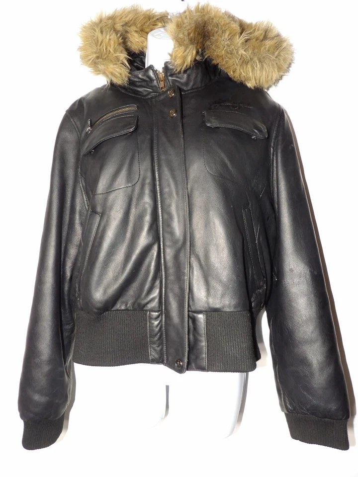 Chaqueta de cuero genuino Sean John para mujer XL piel sintética negra hip hop rap Y2K LEER Foto 1 de 4