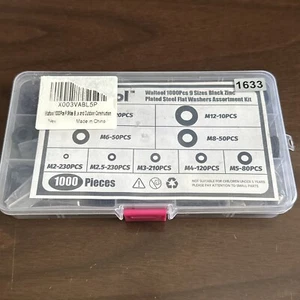 Kit Surtido de Arandela Plana Waltool 1000 Piezas Negro Zinc Chapado Aleación Acero Tamaño 9 - Imagen 1 de 5