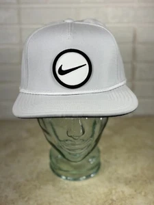 Nike Circle Logo S/M Pro Cap Dri Fit Baseball Snapback Rope Soft Gray White Hat - Picture 1 of 13
