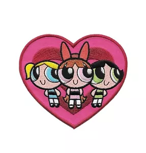 Parche de hierro bordado en corazón para niñas Powerpuff - Imagen 1 de 1