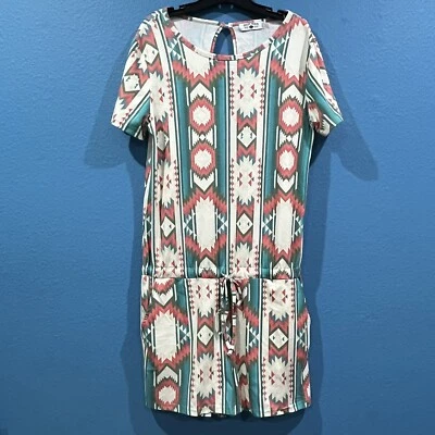 Mameluco Crazy Train Diseño Suroeste Azteca Elástico Corbata Cintura Bolsillos Mujeres Grande Foto 1 de 4