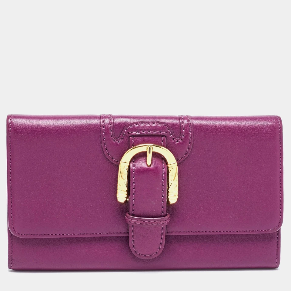 Escada Purple Leather Buckle Flap Clutch - Image 1 of 4