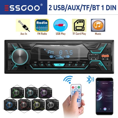 Autoradio 1 DIN MP3 Mit FM Bluetooth Freisprech Fernbedienung USB SD AUX NOT CD - Bild 1 von 4