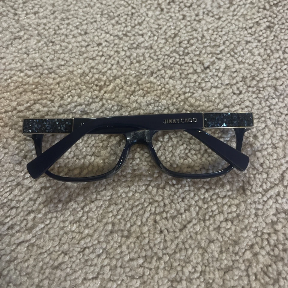 Solo monturas para gafas Jimmy Choo, JC, negras con piedras, hechas en Italia Foto 1 de 4