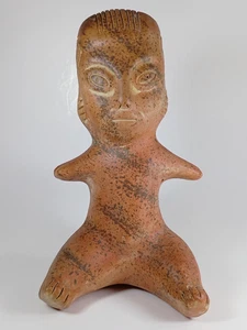 Figura de cerámica primitiva estilo azteca/maya arte popular. 10" de alto. - Imagen 1 de 10