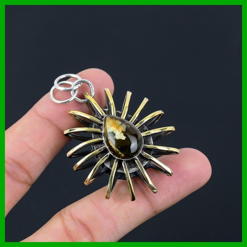 CHROME HEARTS Gabbia in argento 925 con calcedonio cromato australiano naturale e ciondolo placcato oro 18 carati