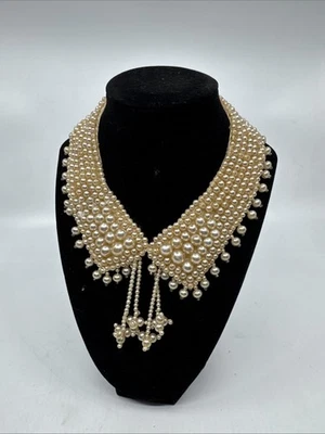 Collar/collar vintage de perlas de imitación de los años 50 de moda hecho a mano en Japón Foto 1 de 4