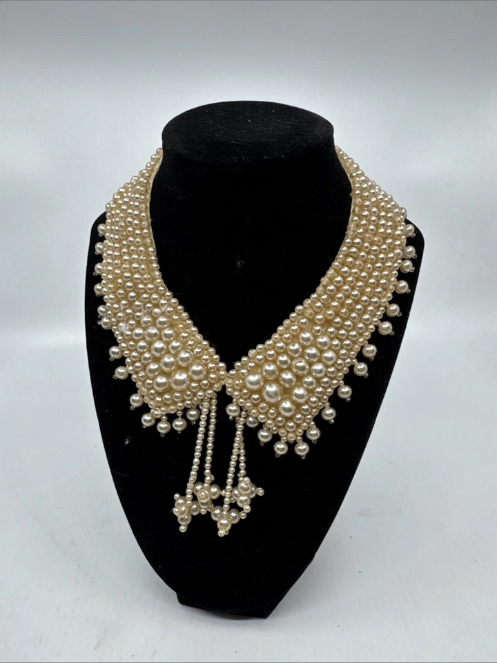Collar/collar vintage de perlas de imitación de los años 50 de moda hecho a mano en Japón Foto 1 de 4