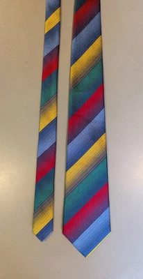 Corbata de seda Bullock & Jones de colección multicolor a rayas hecha en Inglaterra 3,7 x 57,5" Foto 1 de 4