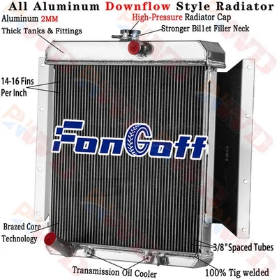 4 Row Aluminum Radiator w/Oil Cooler For 1961-69 Dodge D100 Series 5.2L V8 AT - Image 1 of 4