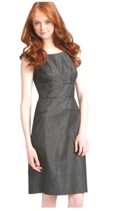 NUEVO Vestido Calvin Klein Midi 6 Gris Oscuro Sin Mangas Vaina Cremallera Ribete Cambray 6 - Imagen 1 de 13