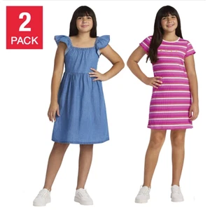 ROXY Brand Youth Girls Dress Set Size L 14/16 Blue Denim Gown & Popover Tee NWT - Picture 1 of 6