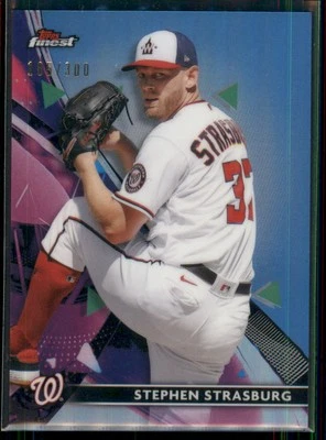 2021 Finest Stephen Strasburg Sky Blue Refractor /300 Washington Nationals - Image 1 of 2