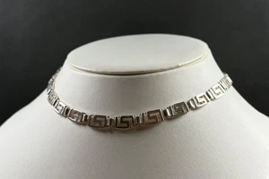 Collar de eslabones con llave griega de plata de ley 925 de 16,5 pulgadas para dama - Imagen 1 de 11