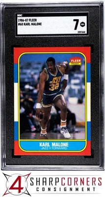 Fleer #68 1986 Karl Malone RC Jazz Hof SGC 7 Foto 1 de 4