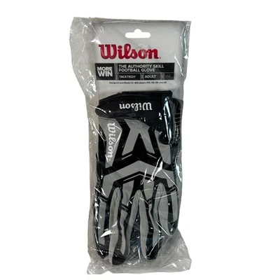 Guantes de fútbol americano Wilson The Authority Skill adulto medianos negros blancos WTF9450GYM Foto 1 de 4