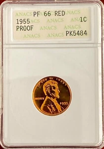 1955 Lincoln Cent ANACS PF66 RED SOAPBOX - Picture 1 of 2