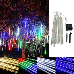 Solar Meteor Shower Lights Party Decor Falling Star Rain Drop Icicle String Lamp - Picture 1 of 16