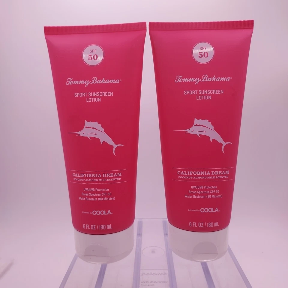 LOT OF 2 Tommy Bahama Sport Sunscreen Lotion CALIFORNIA DREAM SPF 50 6oz ea