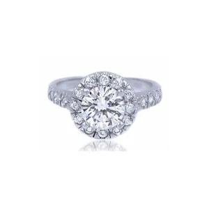 2 carat Sterling Silver CZ Halo Engagement Wedding Ring w Pave Accents - Imagen 1 de 3