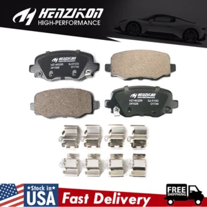Rear Ceramic Brake Pads w/ Hardware for 2015 - 2023 Chrysler 200 Jeep Cherokee - Picture 1 of 11