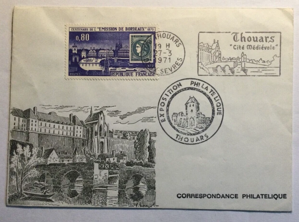 Timbre de FRANCE     N° 1659 " Exposition philatélique Thouars" 1971 - Photo 1/1