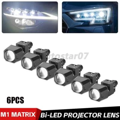 6PC 1.5'' Mini Bi LED Projector Lens Hi/Lo Matrix Headlight Retrofit Universal - Image 1 of 4