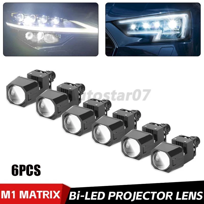6PC 1.5'' Mini Bi LED Projector Lens Hi/Lo Matrix Headlight Retrofit Universal - Image 1 of 4