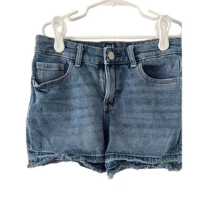Gap Denim Stretch Girls Midi Shorts Size 10 Blue Distressed Frayed Hem Pockets - Picture 1 of 7