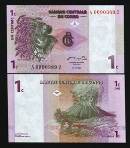 CONGO DR.ZAIRE 1 CENT P-80 1997 x 1000 Pcs Lot BRICK 10 BUNDLE VOLCANO UNC NOTE - Picture 1 of 1