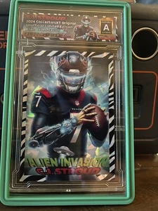 Cj Stroud Rookie Gold Cracked Ice Refractor Zebra Custom Card Alien Invasion - Picture 1 of 4