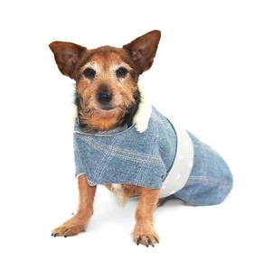 MINKEYS TWEED BESPOKE TWEED DOG COAT POLO (pale blue) 16 inch - Picture 1 of 2