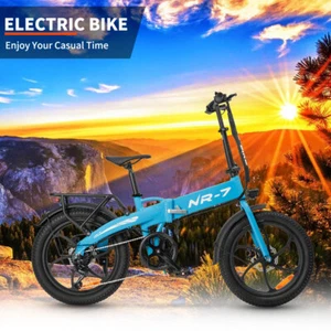 E-Bike 20" Electric Bike Fat Tire 850W Folding City Bicycle Commuter Ebike Blue - Picture 1 of 8