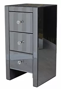 Nachtschrank verspiegelt Schrank Schwarz Kommode Luxus Wäschekommode Schubladen - Bild 1 von 1