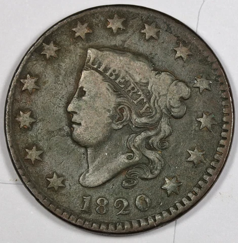 1820 Large Cent.  VF.   187943 Cover