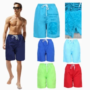 Men Summer Beach Pants Quick Dry Mesh Lining Magic Cloth Swim Trunks Surf Shorts - Picture 1 of 13