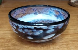 VTG GAYLE GLASS Studio Art Bermuda Glass Bowl Handmade 5"Dark Purple & Heavenly! - Picture 1 of 7