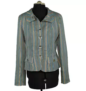 Carlisle Silk Peplum Blazer Jacket sz 8 Stripes Fitted Retro Y2K Long Sleeve 80s - Picture 1 of 15