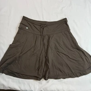 Abercrombie & Fitch Tiered Jersey Knit Brown Small Skirt Drawstring Raw Hem Boho - Picture 1 of 6