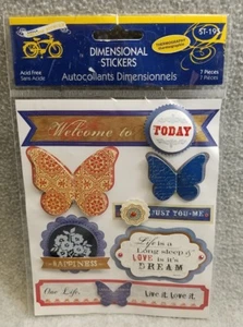 Little Yellow Bicycle Thermography Dimensional 3-D Stickers Butterfly ST-195  - Picture 1 of 2